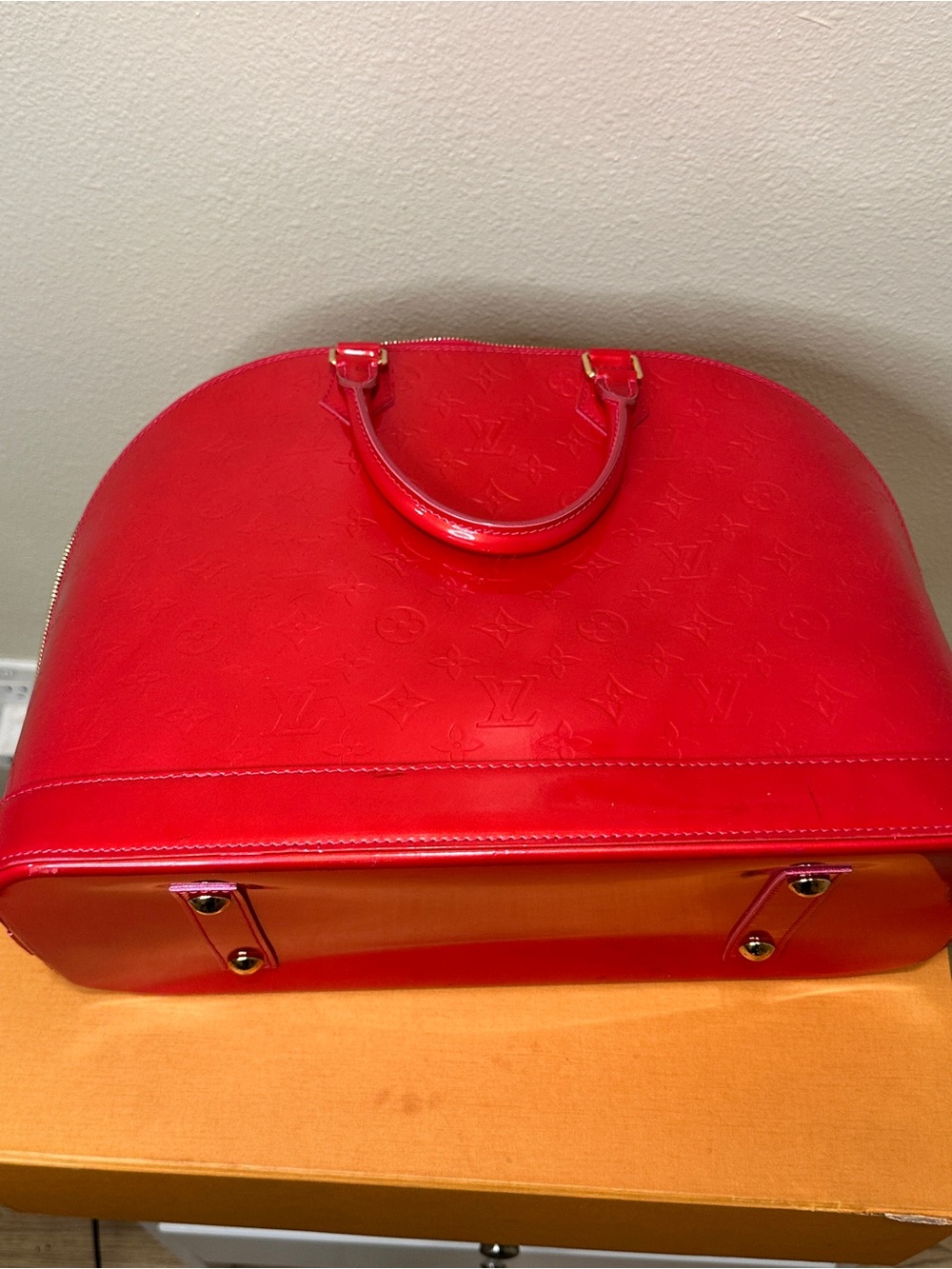 Louis Vuitton Alma PM Monogram Vernis Red Patent Leather Handbag - Picture 5 of 16